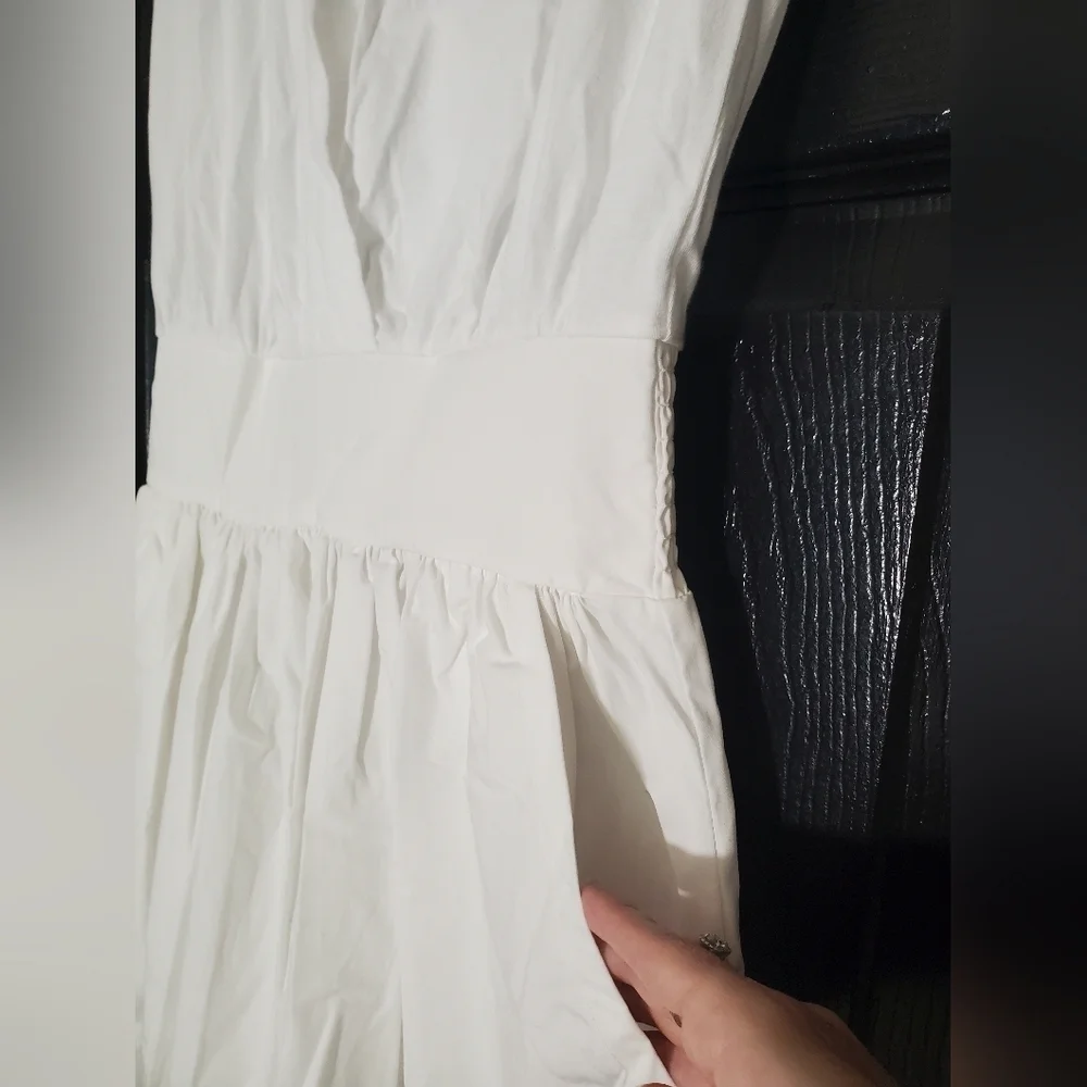 Banana Republic Mixed Media Cotton Poplin Maxi Dress White Size XS RT$140